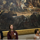 Tourists listen to a tour guide speak in the Rotunda of the U.S. Capitol on Oct. 17. (Brendan Smialowski/AFP/Getty Images)